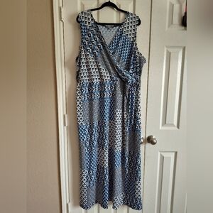NY Collection Blue and Black Hexagon Dress
